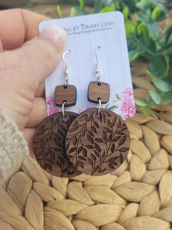 Round wood deals earrings