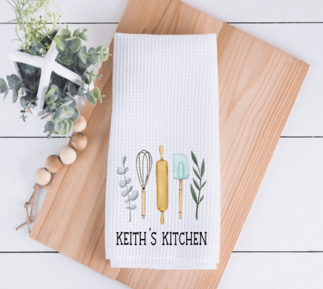 Baking Utensil Towel, Personalized Kitchen Towels, Waffle Microfiber