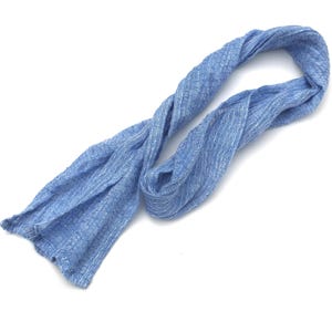 Light Blue Skinny Linen Scarf for Men and Women: Thin, Lightweight Headband, Hair Tie