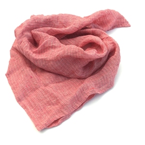 pink gauze linen bandana square scarf, lightweight soft handkerchief