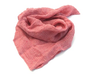 foulard carré bandana en lin gaze rose, mouchoir doux léger