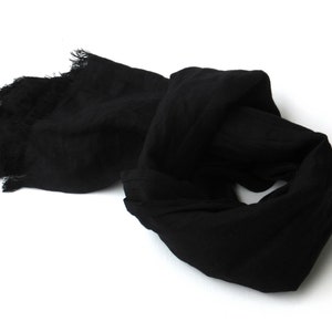 small black linen scarf for men and women, short and narrow neck wrap