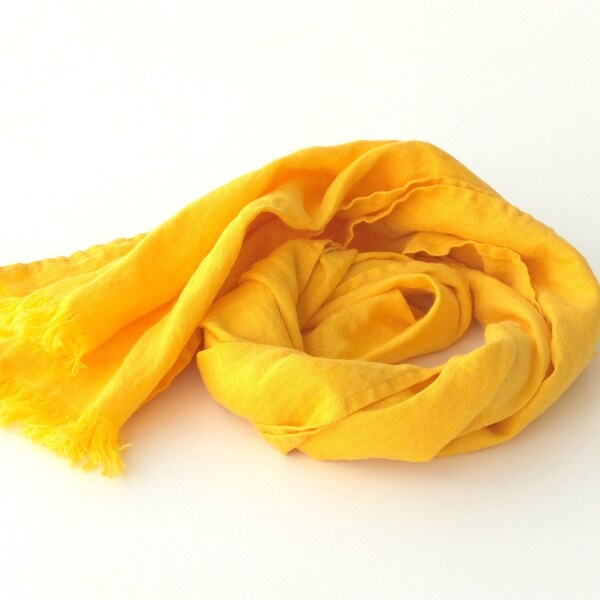 bright yellow pure linen scarf