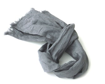 small short grey linen scarf for men and women