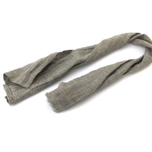 skinny grey striped linen scarf for men and women 4"x62.2" / 10x158 cm