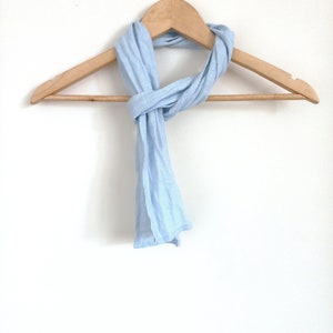 skinny light blue linen scarf for men and women, hair, neck, head accessory