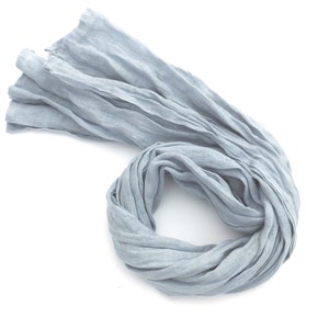 lightweight light greyish blue gauze linen scarf
