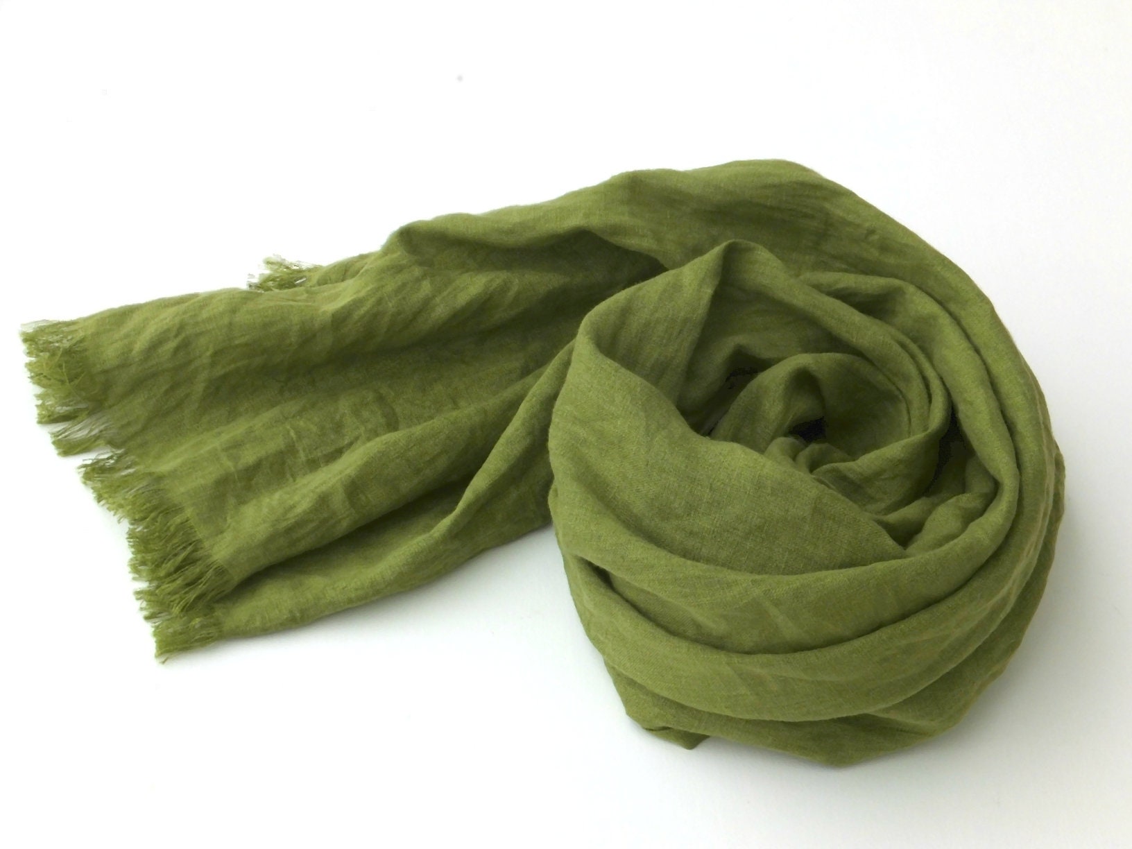 green linen scarf