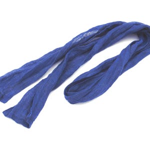Schmaler blauer Leinen-Gaze-Schal: Dünnes, leichtes Halstuch, Haarband