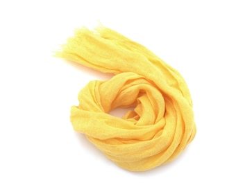 piccola sciarpa di lino in garza gialla / collo estivo leggero, testa, accessorio per capelli