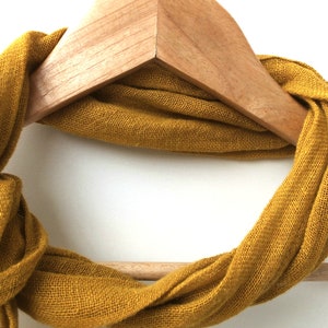 skinny mustard yellow gauze linen scarf / tiny head, hair, neck wrap band