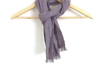 small short pastel plum linen scarf for women and men