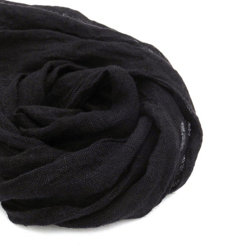 Large Black Linen Scarf Oversized Black Linen Shawl - Etsy