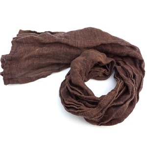 skinny light yellow brown gauze linen scarf