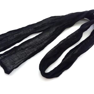 Sciarpa sottile in lino nero: cravatta sottile e leggera, fascia per capelli