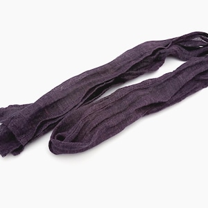 Deep Purple Skinny Linen Scarf: Lightweight Gauze Headband, Neck Tie