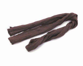 skinny purplish brown gauze linen scarf for men and women 4"×60" / 10×152 cm