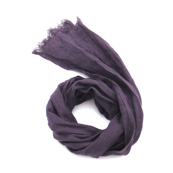 small short purple linen scarf for women and men