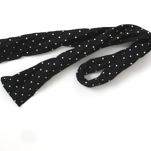 Skinny Black and White Polka Dot Linen Scarf for Men and Women