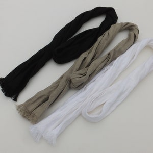 skinny linen scarf for men and women/ thin head hair neck wrap accessory
