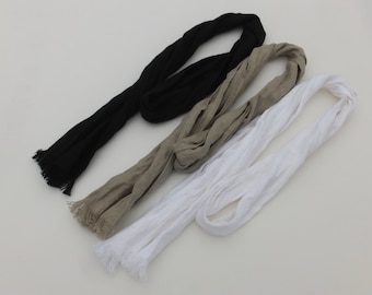 skinny linen scarf for men and women/ thin head hair neck wrap accessory