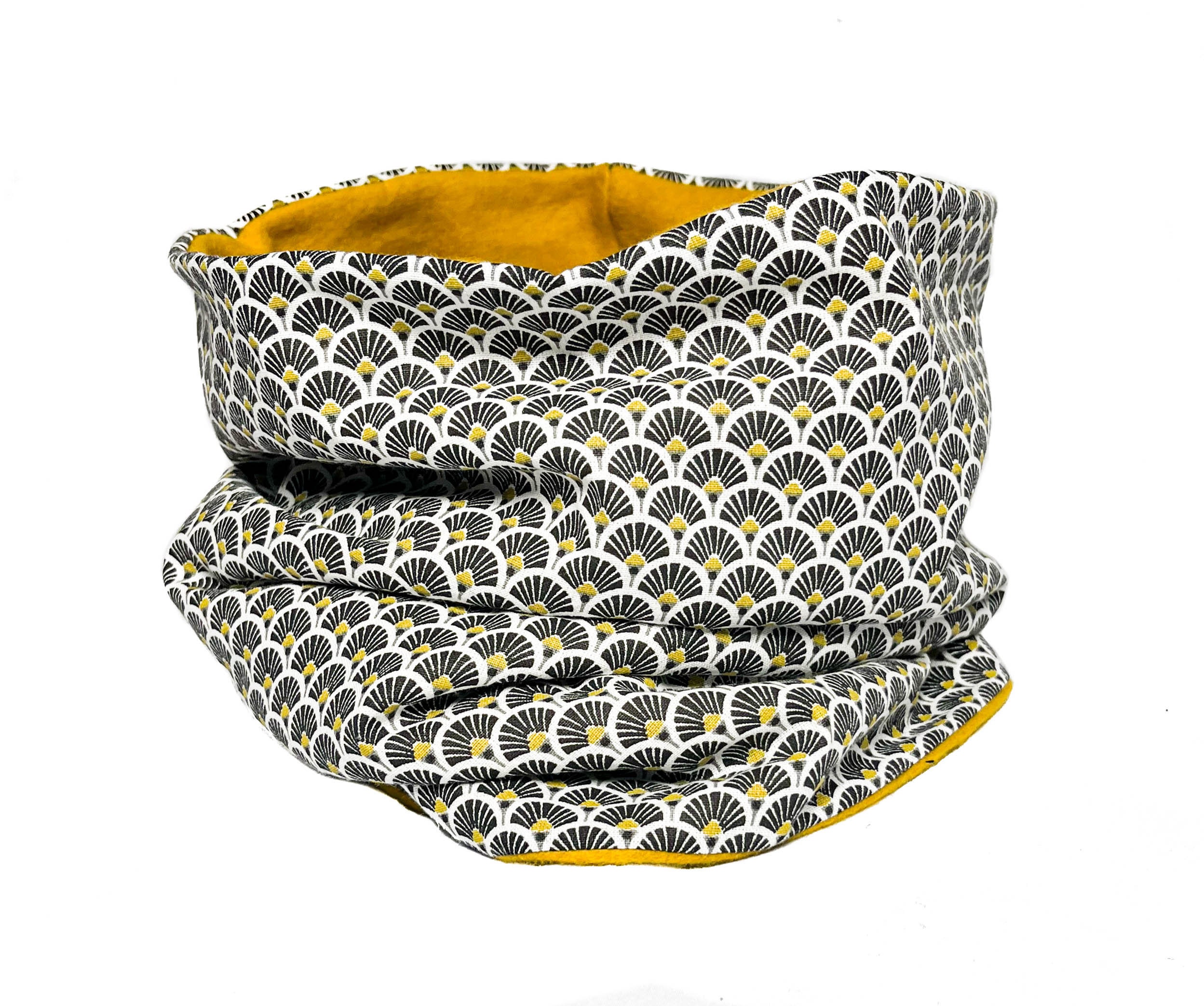 Snood Infinity Tour Double En Wax Africain - Foulard Ethnique Fait Main En Coton - Multicouleur Géométrique - Unisexe