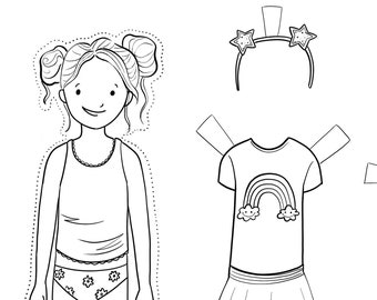 Christa Printable Paper Doll - Color Me - Instant Download - dress up, little girls, quiet play, colorable, coloring page, paperdoll