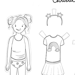 Christa Printable Paper Doll - Color Me - Instant Download - dress up, little girls, quiet play, colorable, coloring page, paperdoll