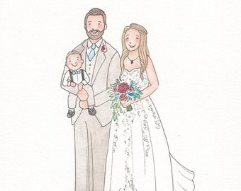 Custom Watercolor Wedding Portrait