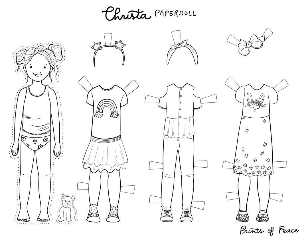 Christa Printable Paper Doll Color Me Instant Download