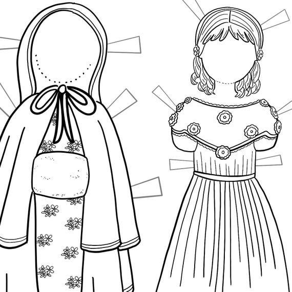 Elizabeth Printable Paper Doll - Color Me - Instant Download
