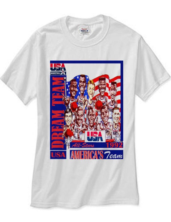 Dream Team Usa America Cartoon Caricature Jordan Retro Magic | Etsy Norway