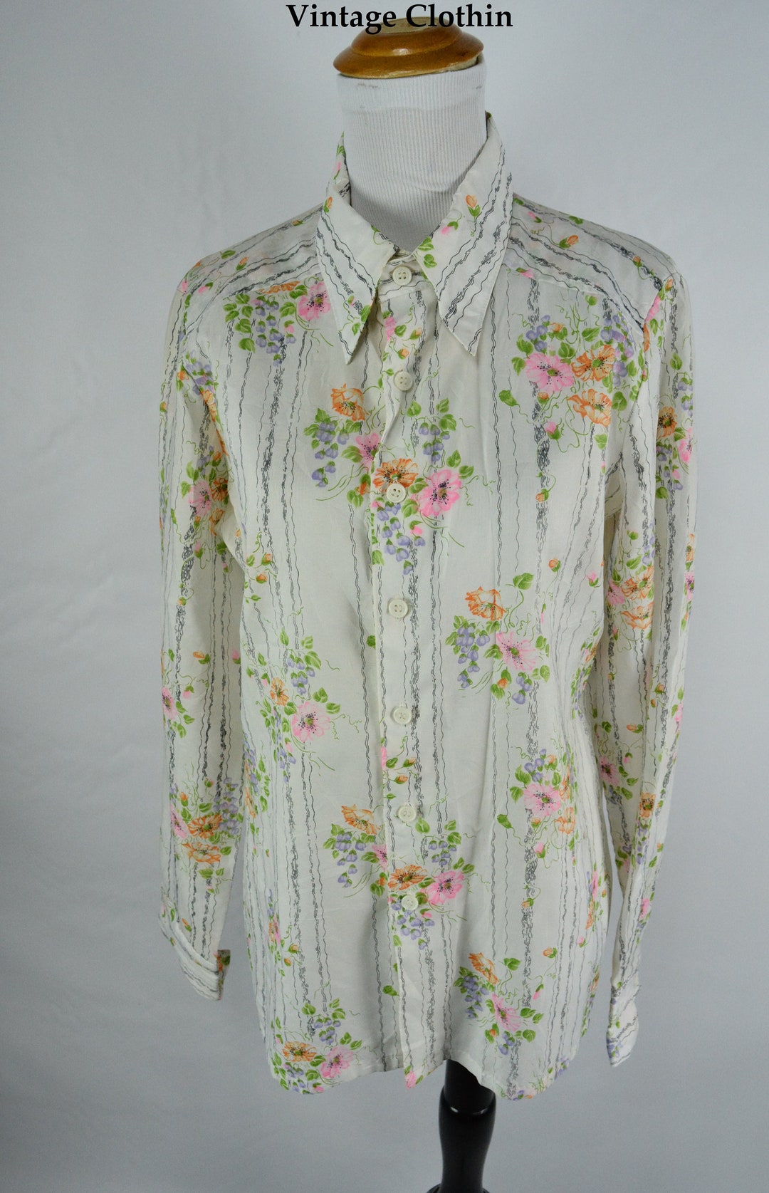 C1970s Diane Rich Floral Print Blouse Shirt 1970s Blouse - Etsy