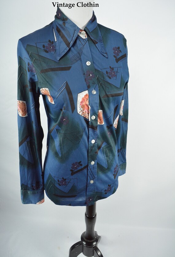 1970s Partners Novelty Print Blouse, Shirt 1970s B
