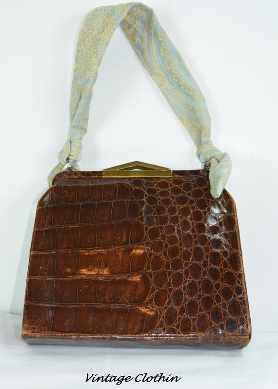 c1940s Snakeskin Leather Purse, Vintage Purse, Vin