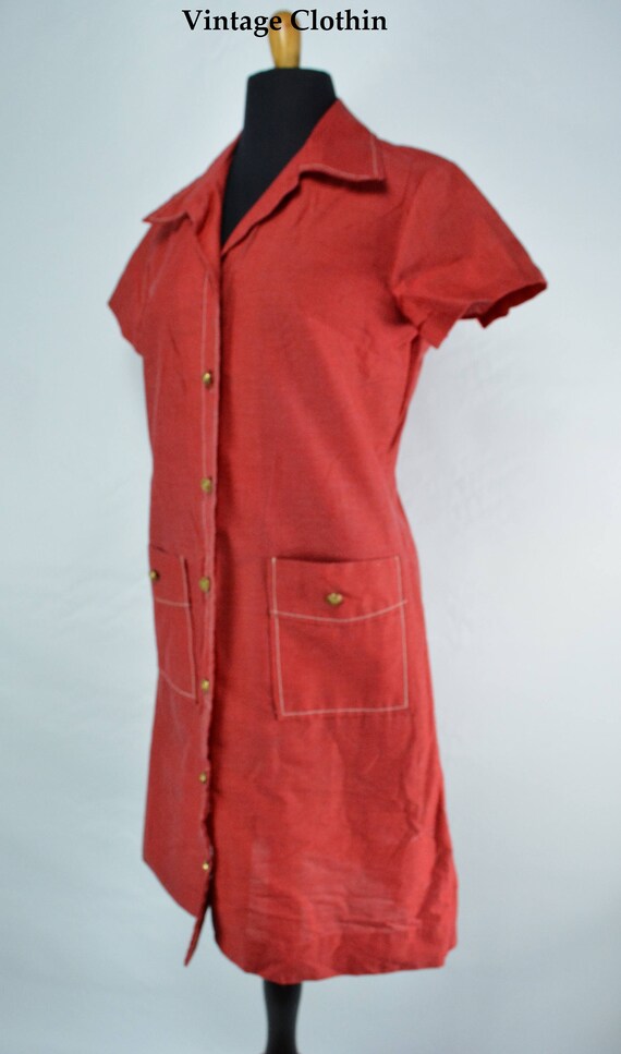 C1970s Montgomery Ward Red Dress, 1970s Dress, 70s