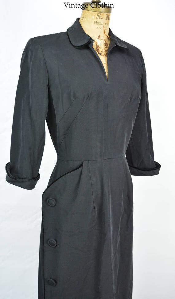 1950s Black Pinup Wiggle Dress, LBD, 1950s LBD, Wi