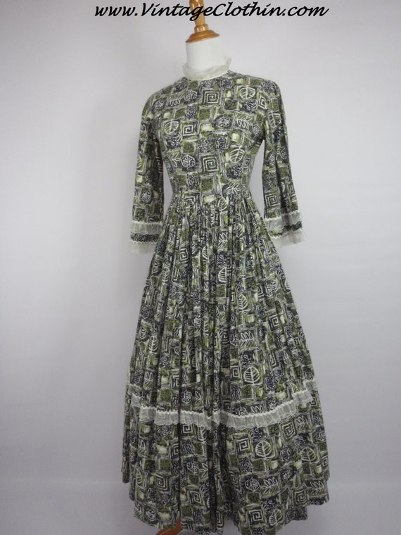 1950s Novelty Print Rockabilly Dress, 1950s Dress,