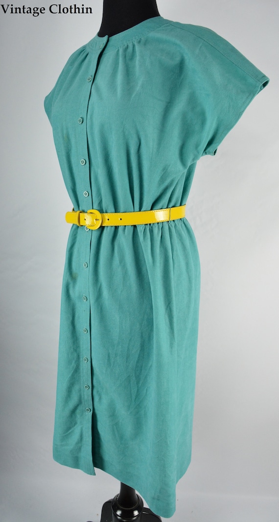 1980s Leslie Fay Teal Dress, 1980s Dress, 80s Dres