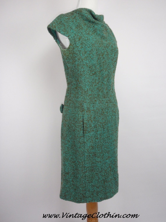 1950s Wool Wiggle Shift Dress, Vintage Dress, Wigg