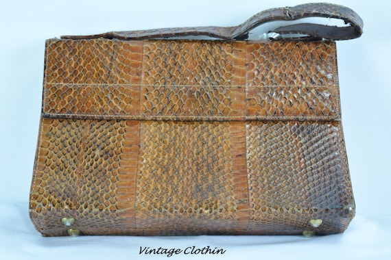 c1940s Snakeskin Purse, Vintage Purse, Vintage Han
