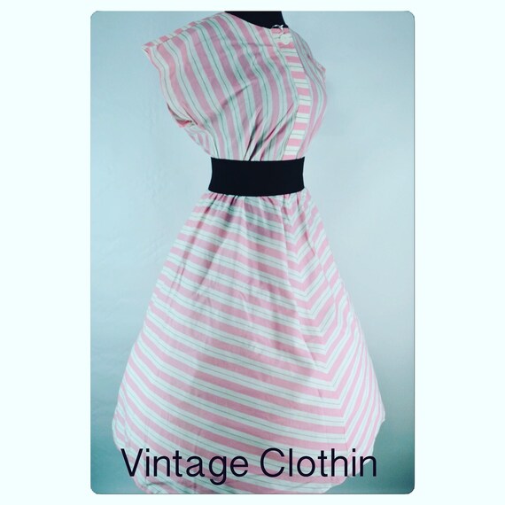 1980s does 1950s Tabby Striped Rockabilly Dress, V
