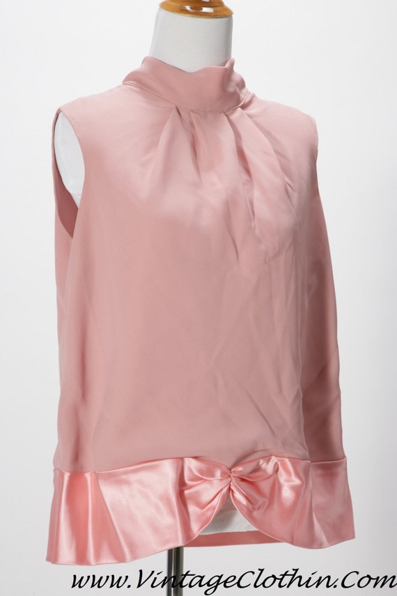 1980s/1990s Sheer Pink and Satin Blouse/Top, Vinta