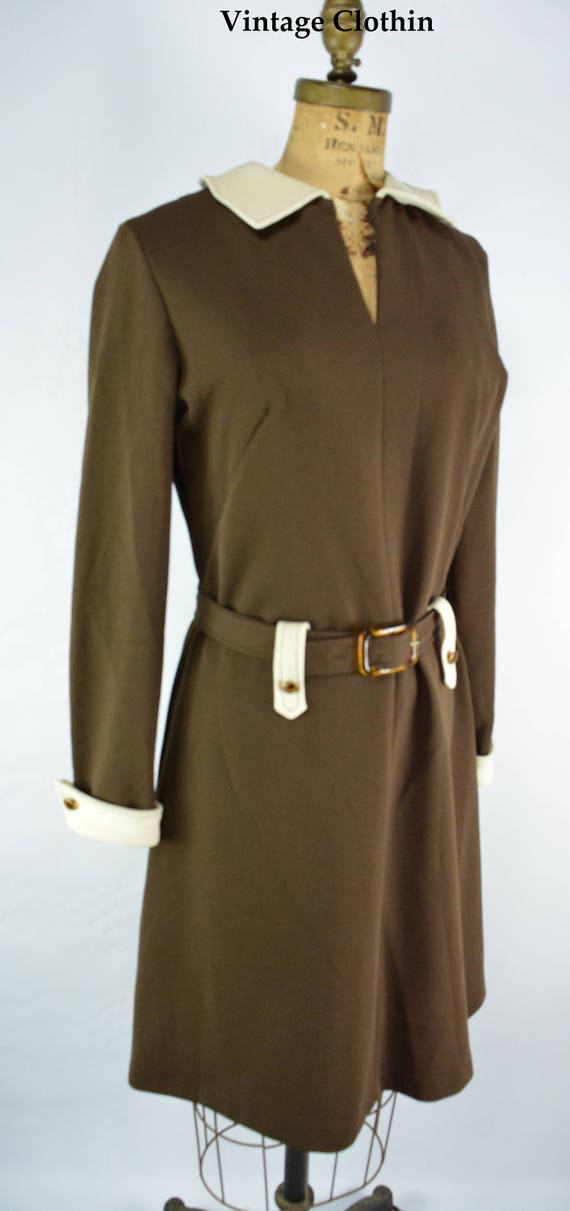 1960s Brown and Cream Dress, 1960s Dress, Vintage