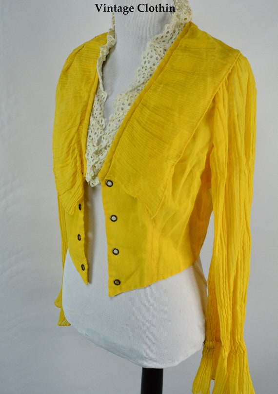 C1970s Tickles Yellow Corset Blouse, Waistcoat, Co