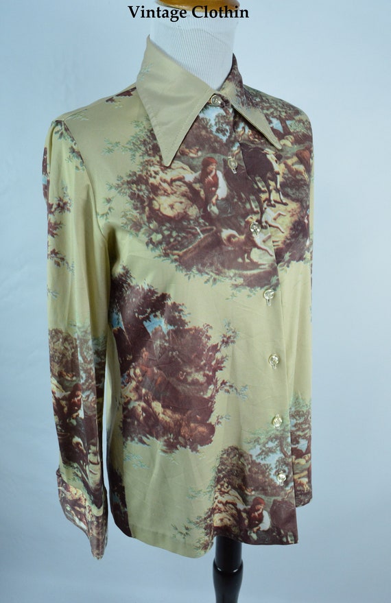 1970s Jantzen Novelty Print Blouse, Shirt, 1970s B