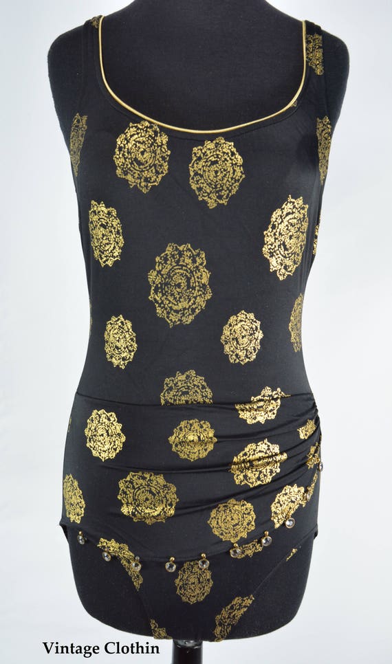1980s Roxanne Couture Vintage Black and Gold One P