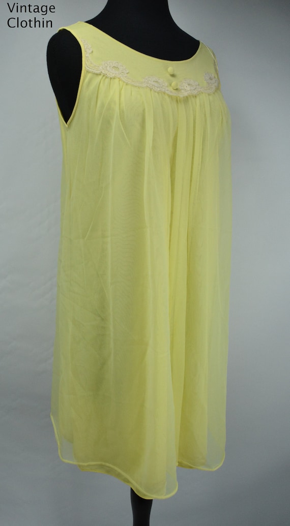 1960s Komar Yellow Baby Doll Nightgown, Nightgown,
