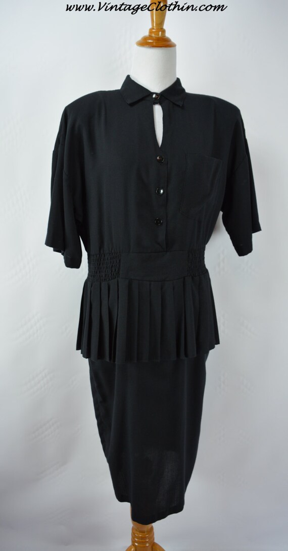 Vintage 80’s Does 40’s Peplum Career Dress by Sk & Company Dress