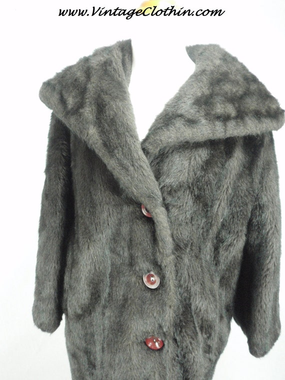 1950s/1960s Vintage Faux Fur Brown/Black Coat, Vin